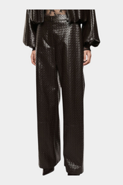 Pantaloni palazzo stampati vita alta donna marrone imperial