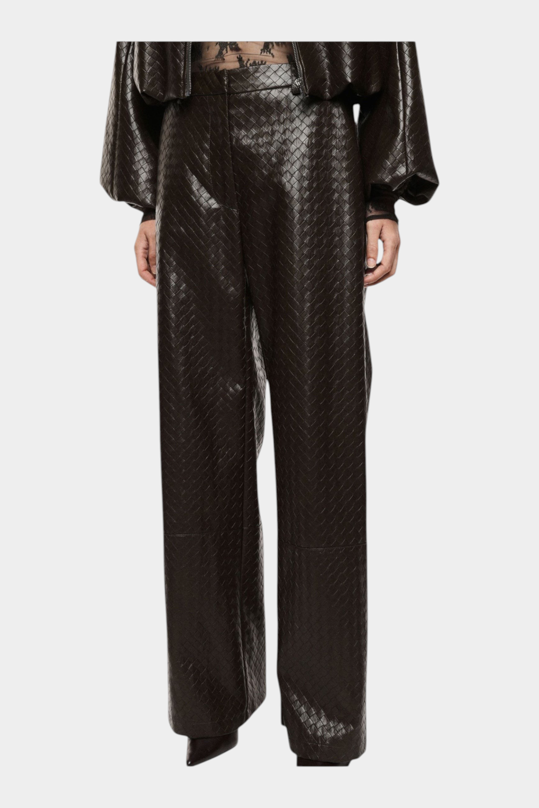 Pantaloni palazzo stampati vita alta donna marrone imperial