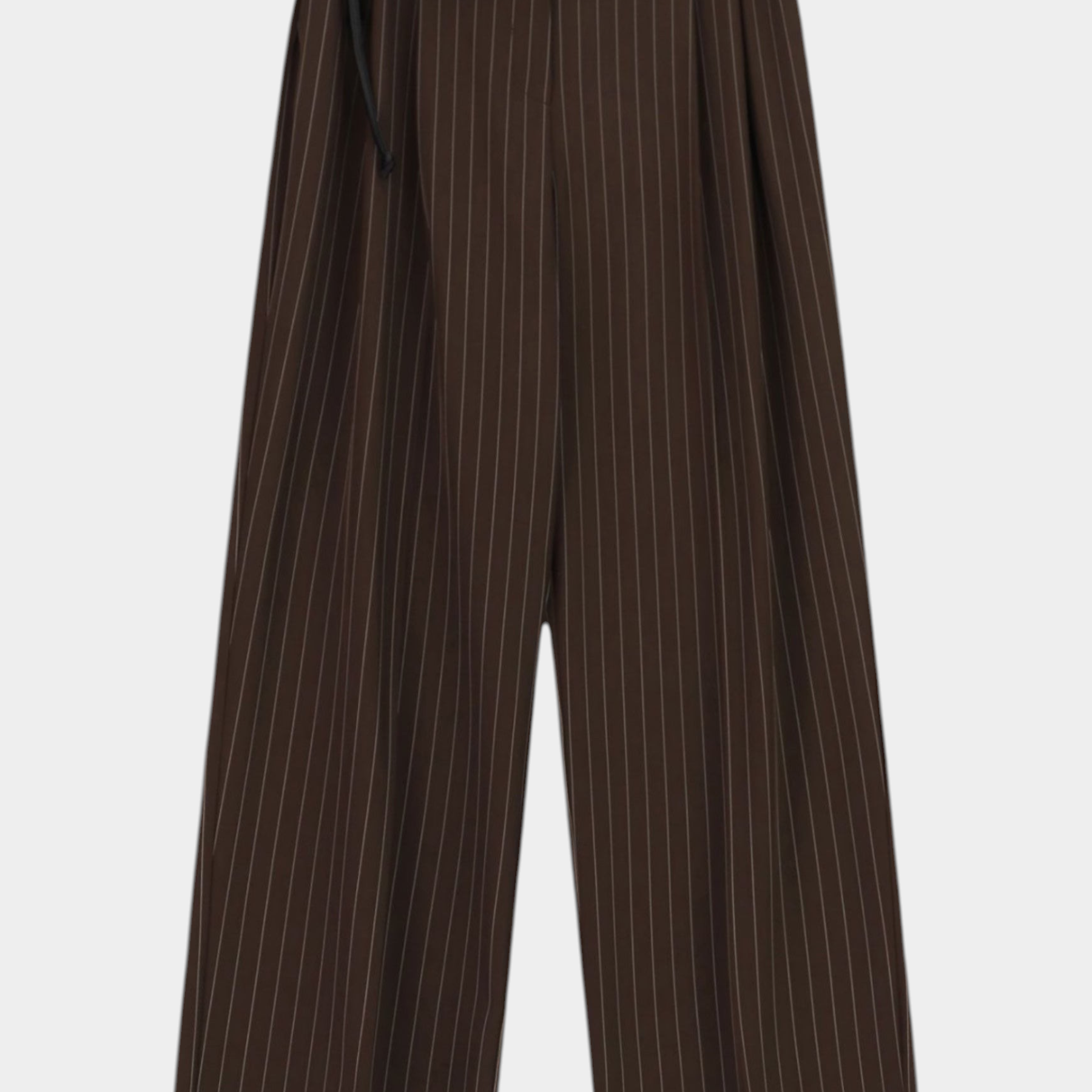 Pantaloni palazzo a righe con cintura fiore donna marrone imperial