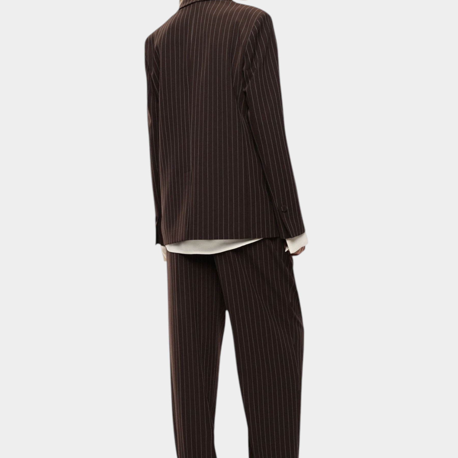 Pantaloni palazzo a righe con cintura fiore donna marrone imperial