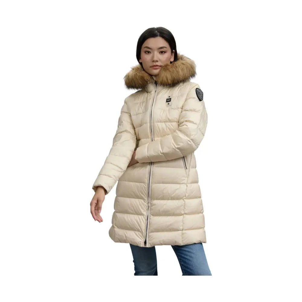 Piumino lungo con pelliccia kristin Donna Blauer Blauer