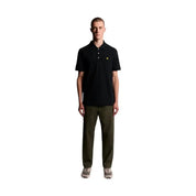 Polo uomo lyle e scott nero in cotone con maniche corte e logo uccello giallo sul petto