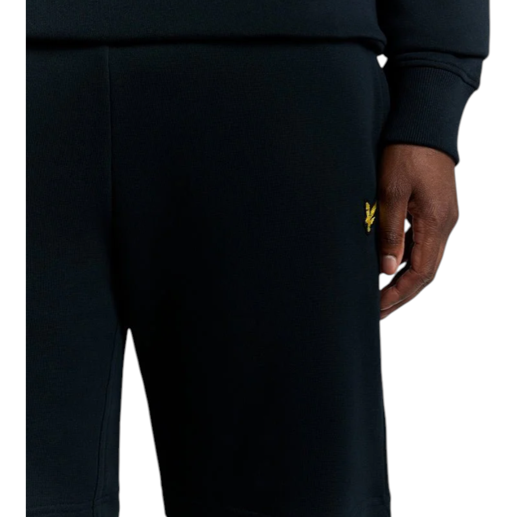 Shorts jogger in cotone uomo blu lyle e scott nero con piccolo logo giallo sul lato