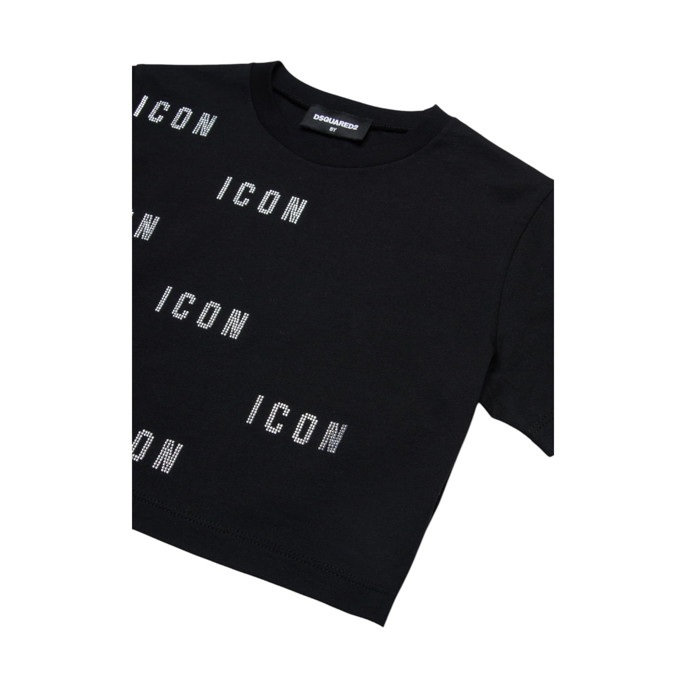 T-shirt Bambina Dsquared2 Icon cropped glitter Dsquared2