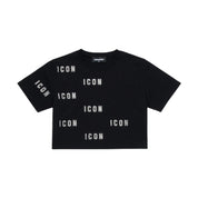 T-shirt Bambina Dsquared2 Icon cropped glitter Dsquared2