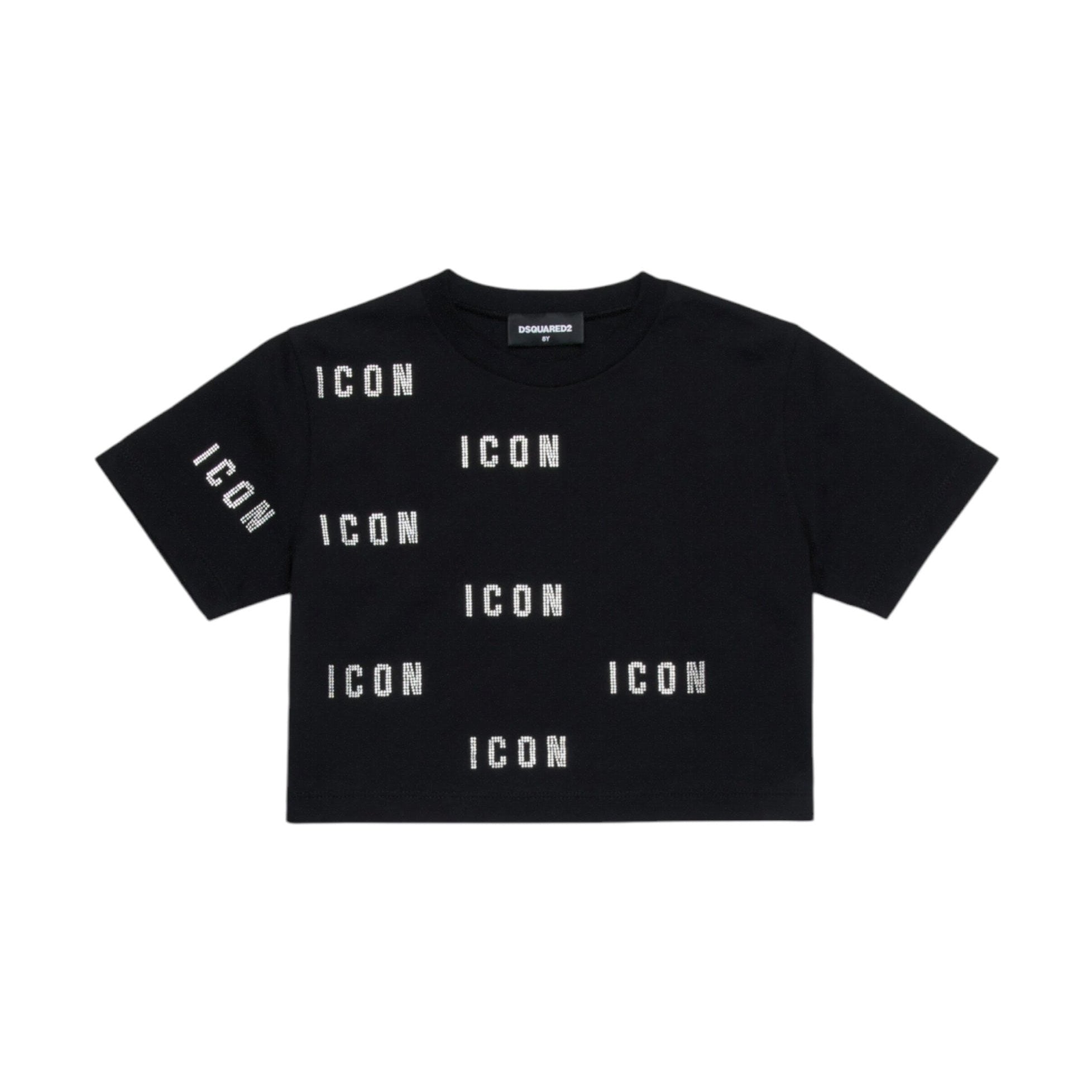 T-shirt Bambina Dsquared2 Icon cropped glitter Dsquared2