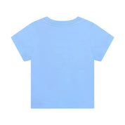 T-shirt bambino unisex kenzo in colore azzurro chiaro con maniche corte e cuciture pulite in cotone