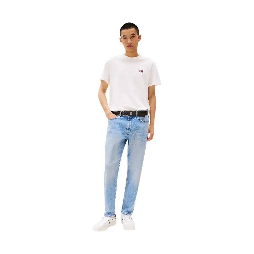 T-shirt con distintivo Tommy tono su tono Uomo Tommy Hilfiger Jeans Tommy Hilfiger Jeans