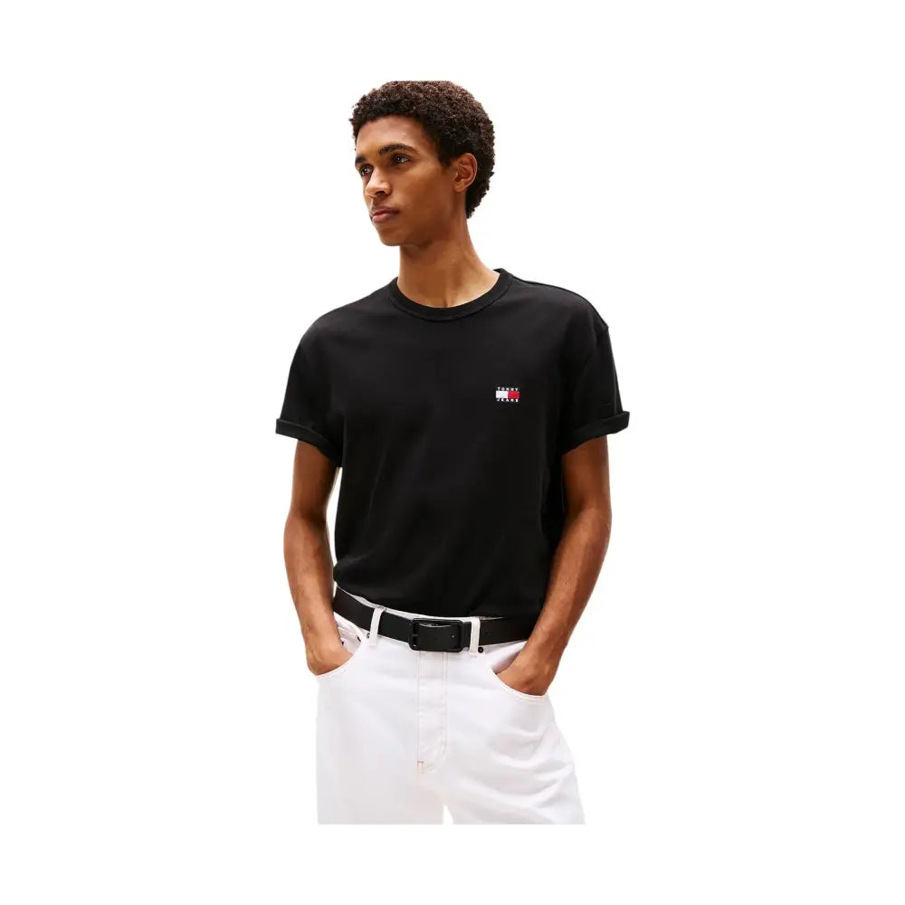 T-shirt con distintivo Tommy tono su tono Uomo Tommy Hilfiger Jeans Tommy Hilfiger Jeans