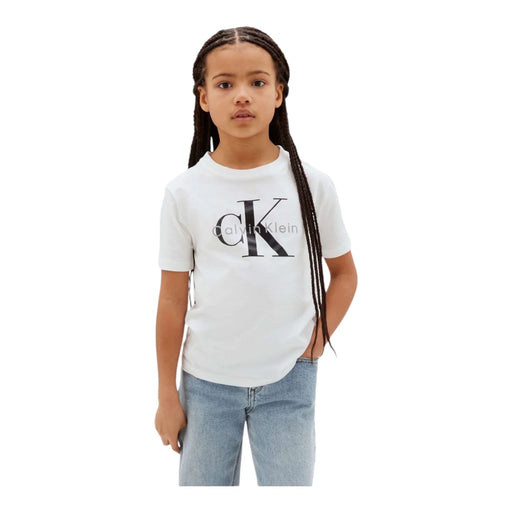 T-shirt con logo iconico bambino bianco calvin klein