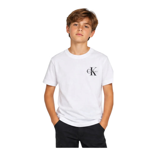 T-shirt con logo iconico bambino bianco calvin klein