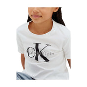 T-shirt con logo iconico bambino bianco calvin klein