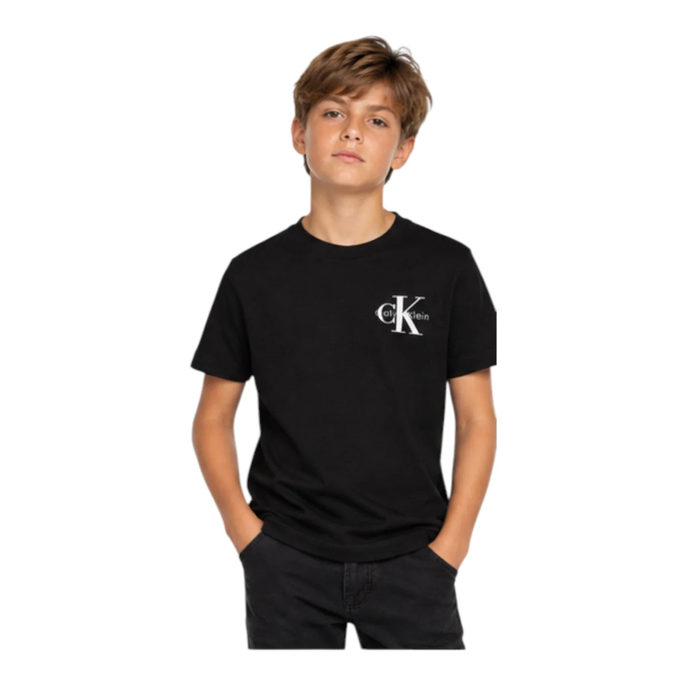 T-shirt con logo iconico bambino nero calvin klein