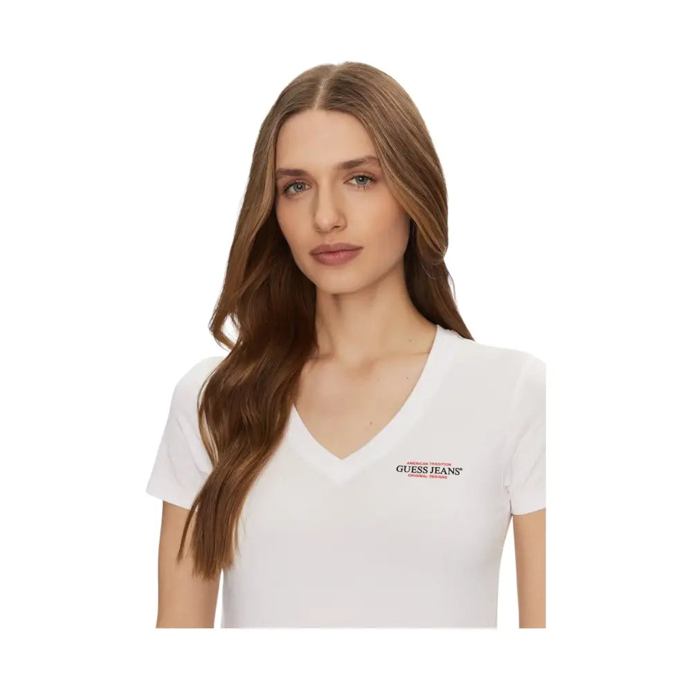 T-shirt Donna Guess Jeans scollo a V American Tradition Guess Jeans