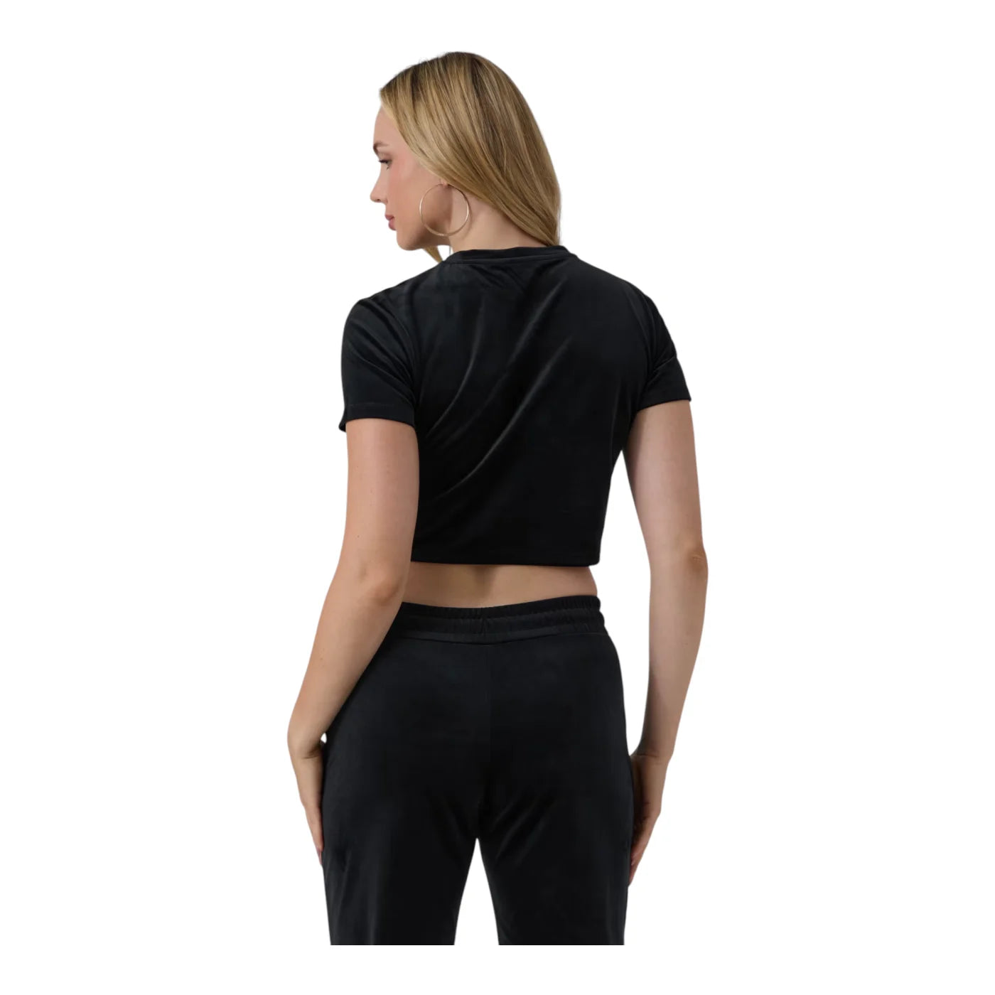 T-shirt in ciniglia con strass donna nero guess