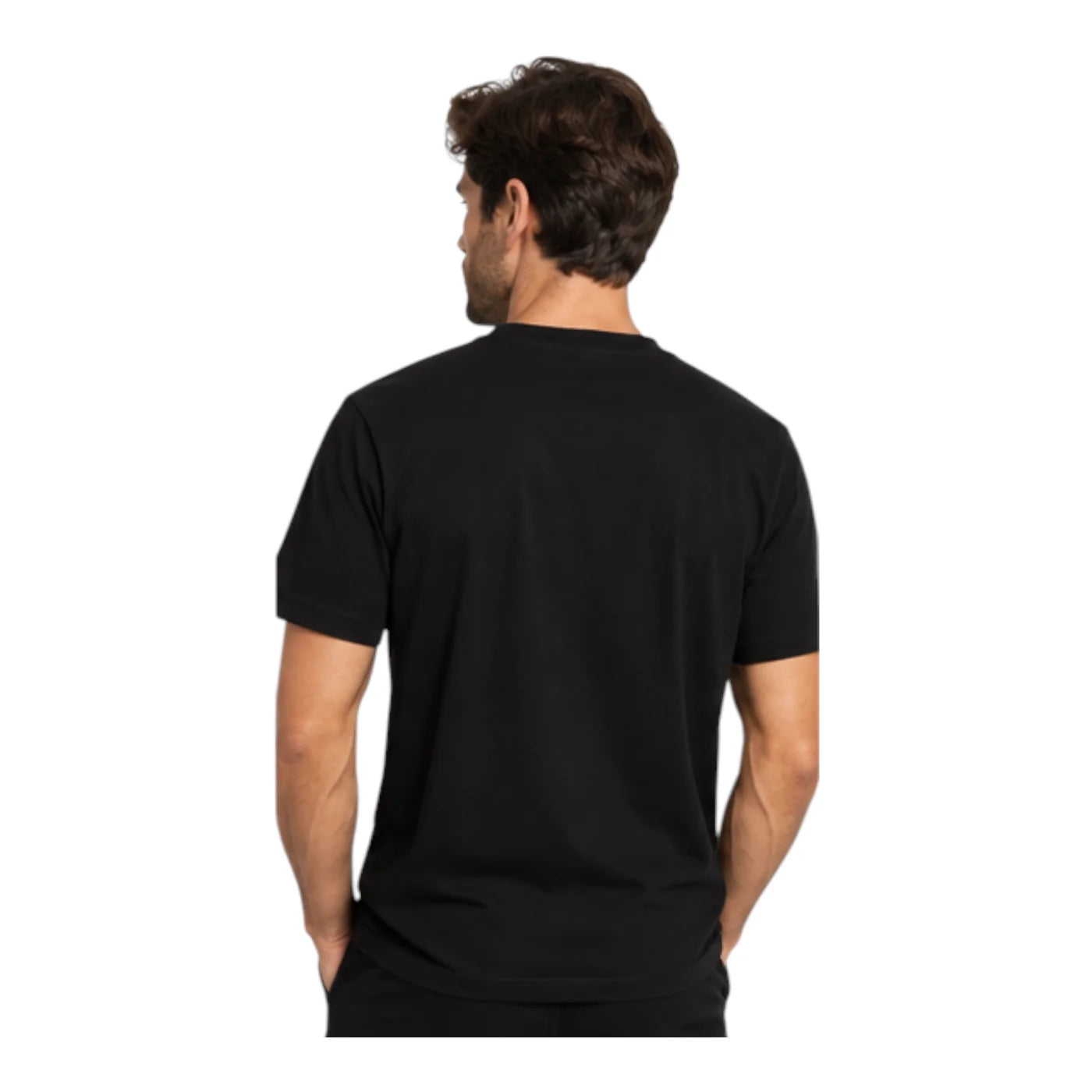 T-shirt logo collo uomo nero guess