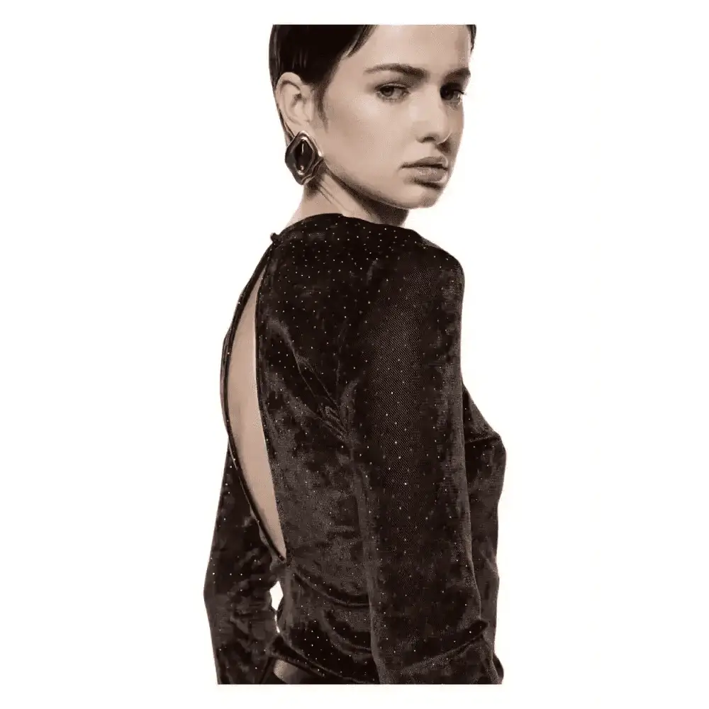 T-shirt manica lunga schiena scoperta microdisegni Donna Imperial - Follower SRL