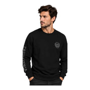 T-shirt manica lunga stampa retro uomo nero guess