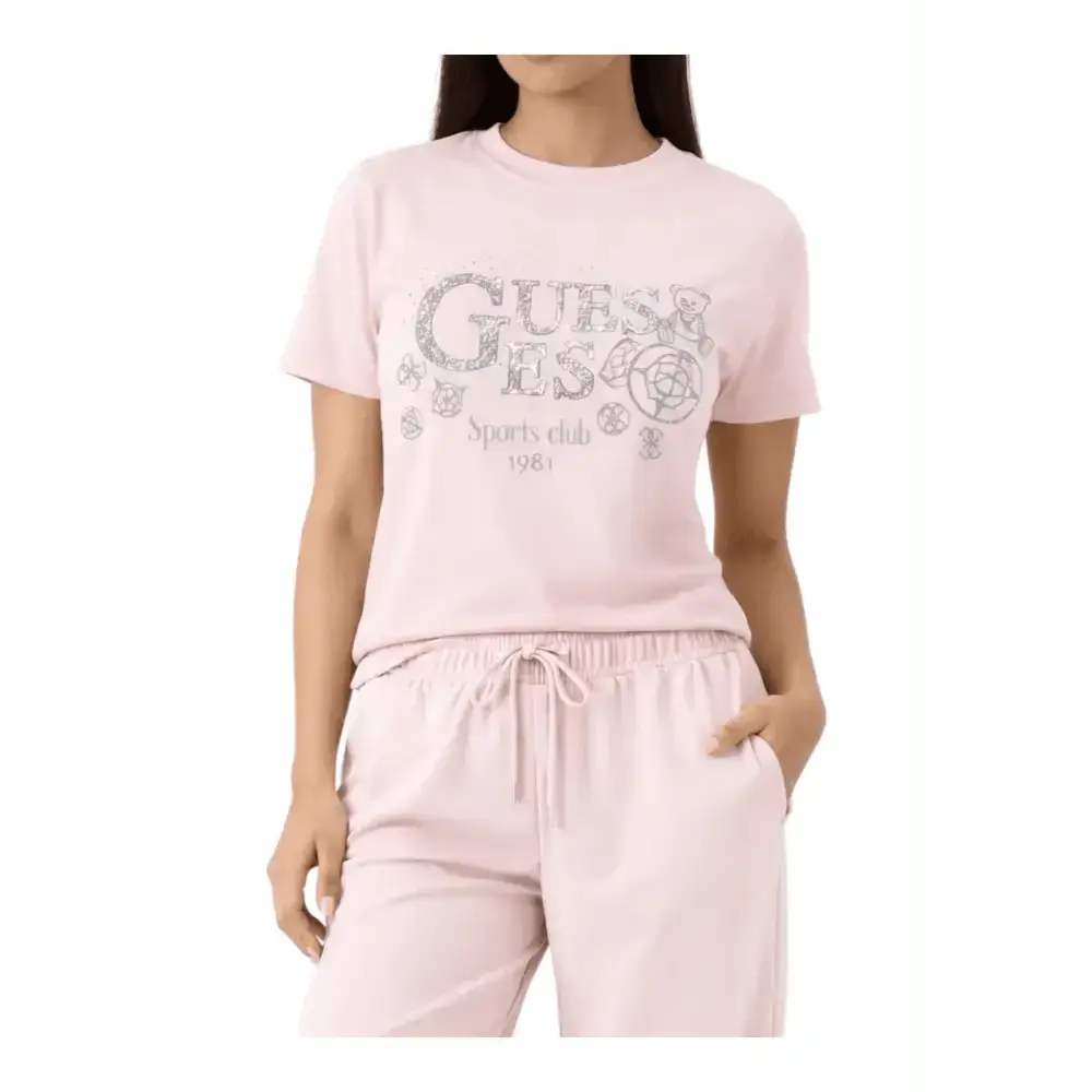 T-shirt maxi logo paillettes Donna Guess Activewear - Follower SRL