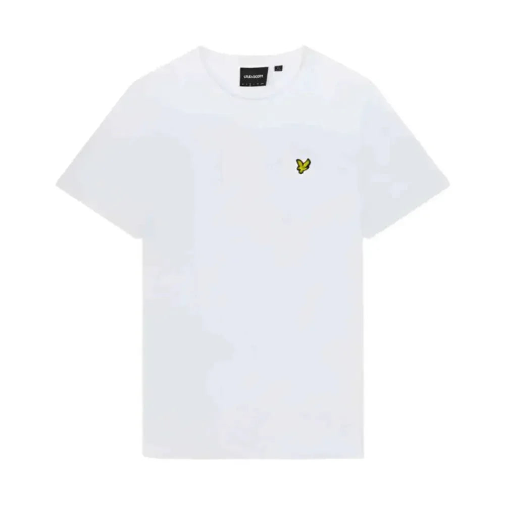 T-shirt uomo lyle e scott bianca con piccolo logo ricamato giallo a forma di uccello sul petto a sinistra