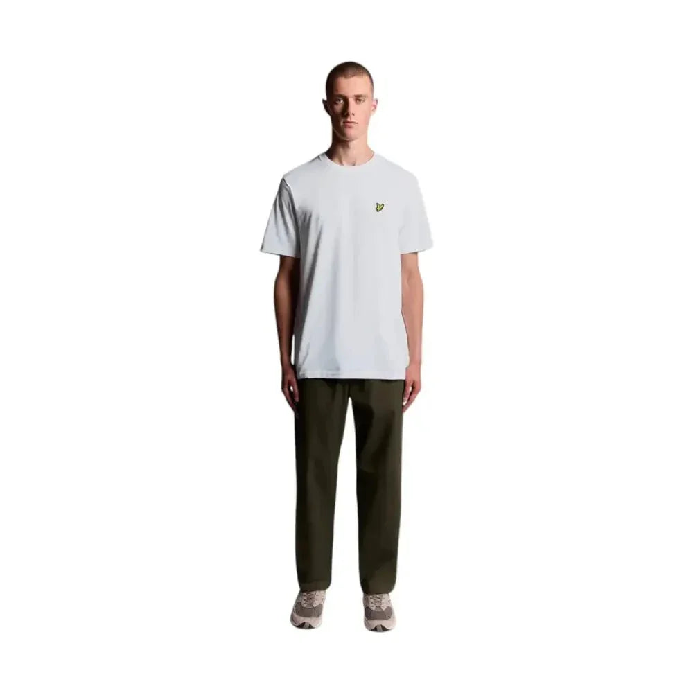T-shirt uomo lyle e scott celeste in cotone con logo uccellino giallo sul petto lato sinistro