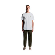 T-shirt uomo lyle e scott celeste in cotone con logo uccellino giallo sul petto lato sinistro