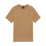 T-shirt uomo lyle e scott beige a maniche corte con piccolo logo uccello giallo ricamato sul petto sinistro