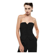 Top bustier con bottoni e scollo a cuore donna nero imperial