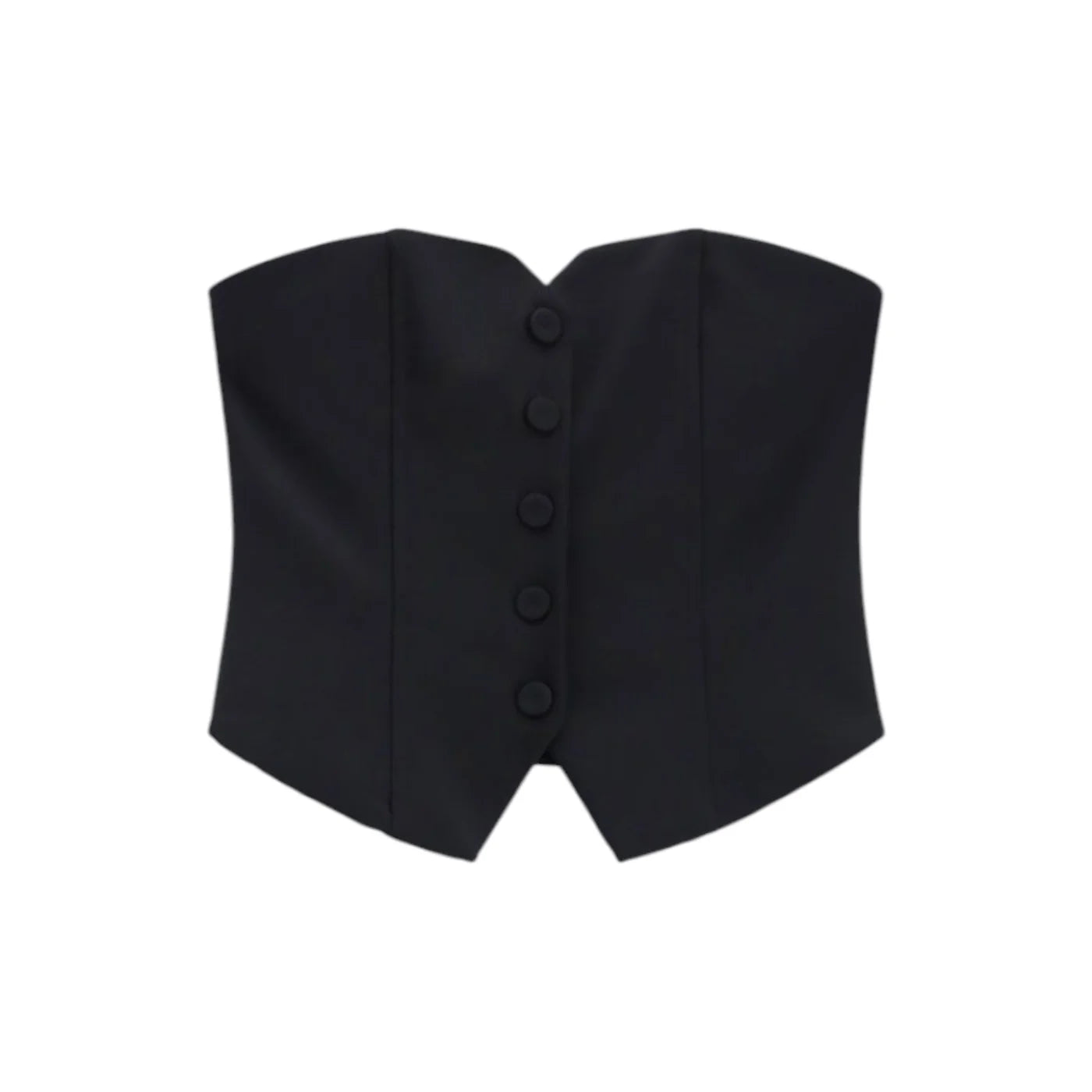 Top bustier con bottoni e scollo a cuore donna nero imperial
