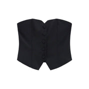 Top bustier con bottoni e scollo a cuore donna nero imperial