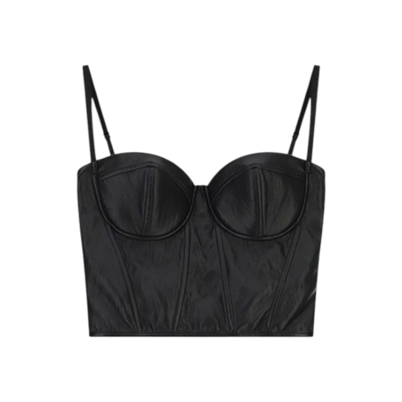 Top bustier con spalline e taglio strutturato donna nero imperial