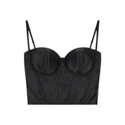 Top bustier con spalline e taglio strutturato donna nero imperial