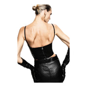 Top bustier con spalline e taglio strutturato donna nero imperial