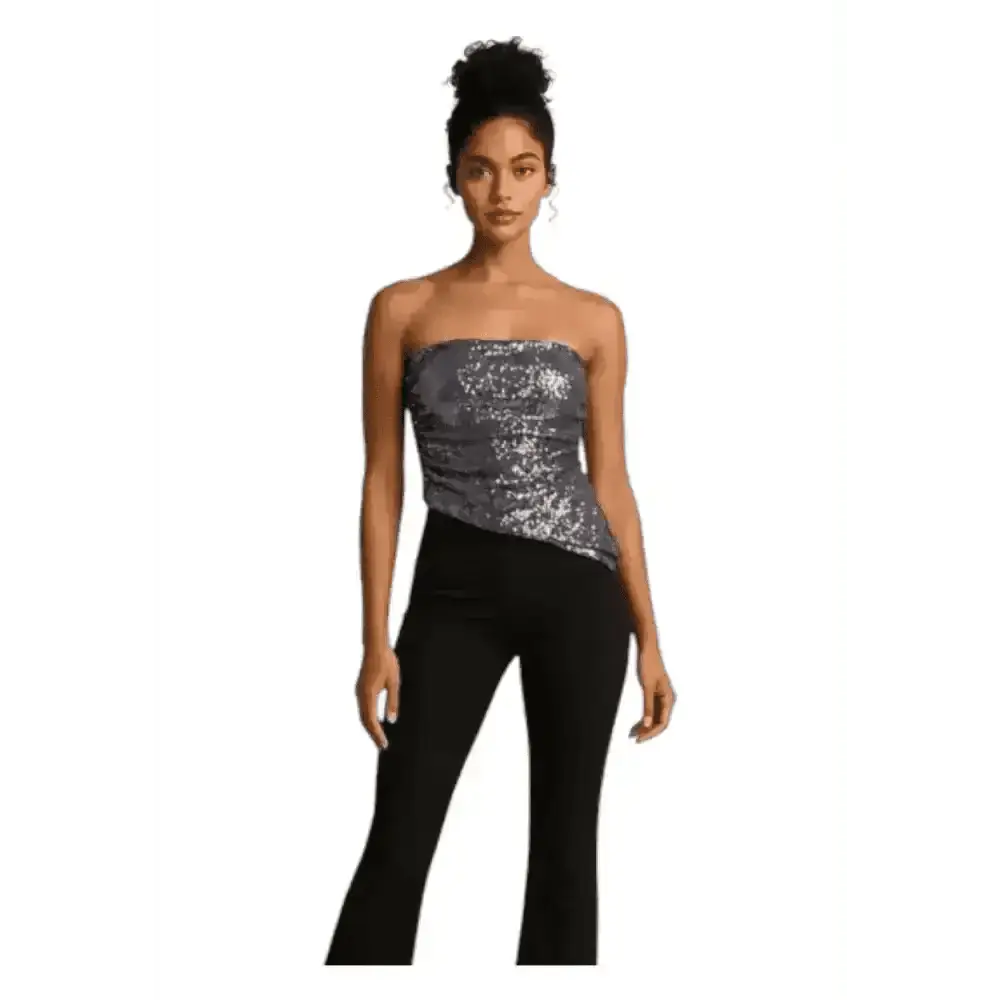 Top con paillettes scollo dritto e asimmetria Donna Imperial - Follower SRL