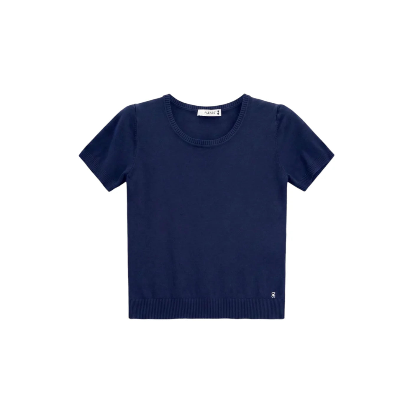 Top girocollo a costine donna blu please