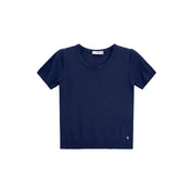 Top girocollo a costine donna blu please