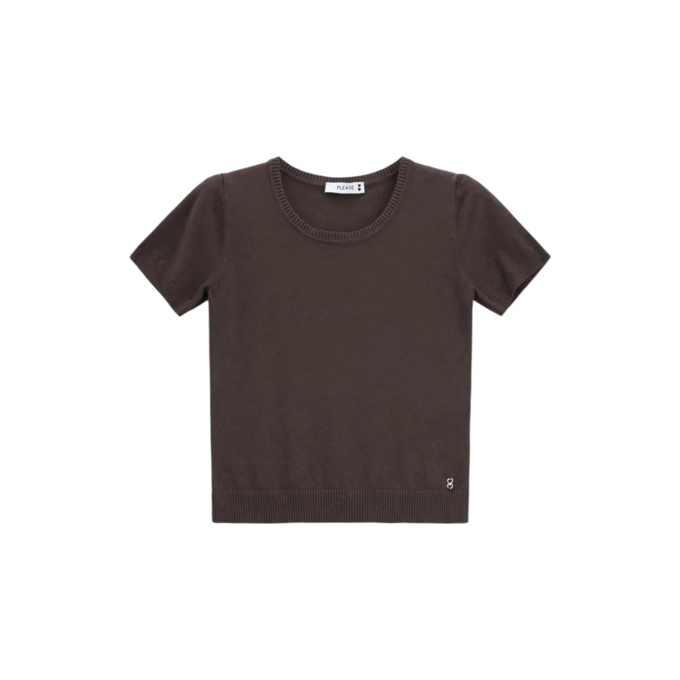 Top girocollo a costine donna marrone please