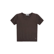 Top girocollo a costine donna marrone please