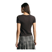 Top girocollo a costine donna marrone please