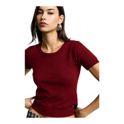 Top girocollo a costine donna rosso please