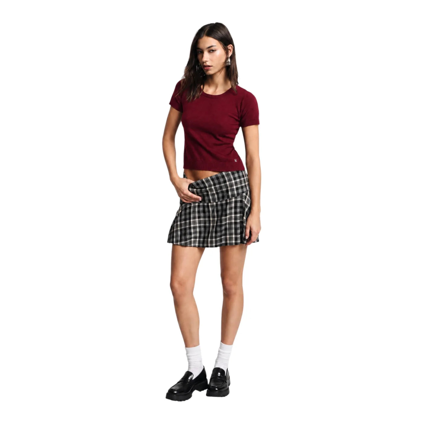 Top girocollo a costine donna rosso please