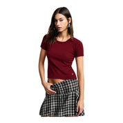 Top girocollo a costine donna rosso please