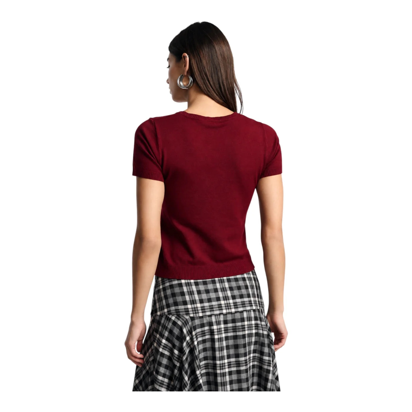 Top girocollo a costine donna rosso please