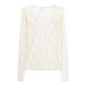 Top trasparente a maniche lunghe donna avorio imperial